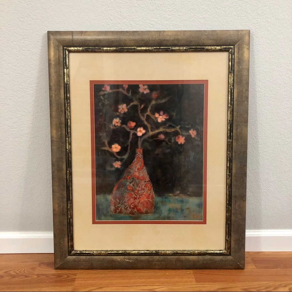 Jade Cherry Floral Art Lithograph